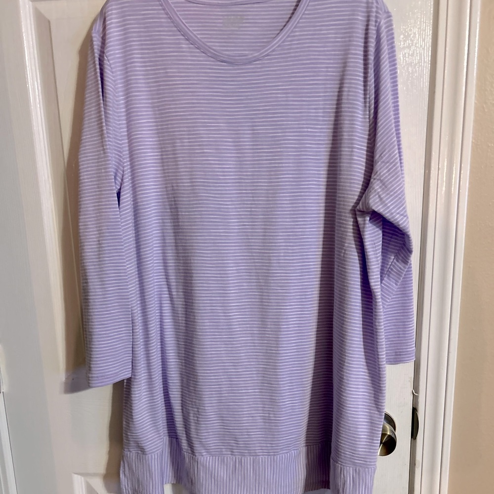 Lands End 3/4sleeve Blue /white stripes VGUC Sz XLT $15
